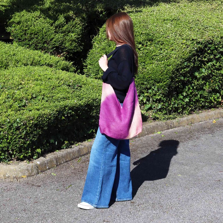 Soft Blend Shoulder Tote - Antique Fuchsia Handbag with Feminine Design and Soft Fabric Construction