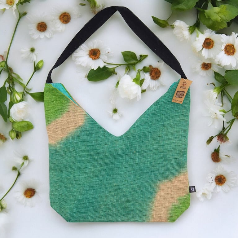 Soft Blend Shoulder Tote Bag - Eco-Friendly Teal Canvas Casual Carryall
