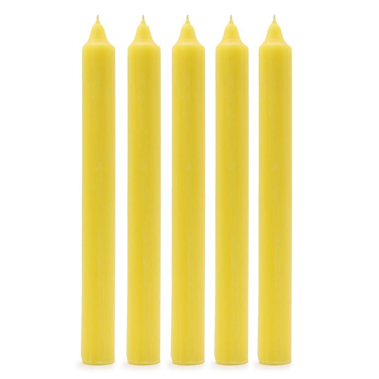 Rustic Lemon Solid Color Dinner Candles - Pack of 5, Perfect Home Decor Lighting