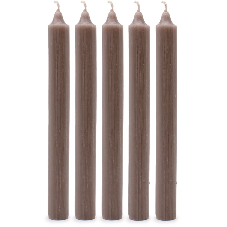 Rustic Taupe Solid Color Dinner Candles - Pack of 5 Home Decor Candles
