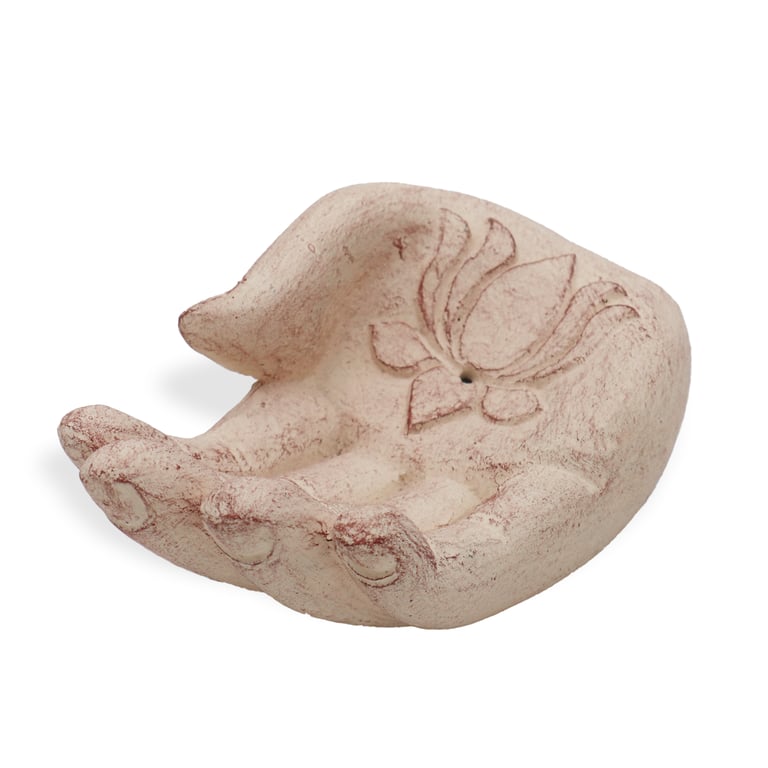 Lotus Hand Incense Burner - White Ceramic Holder