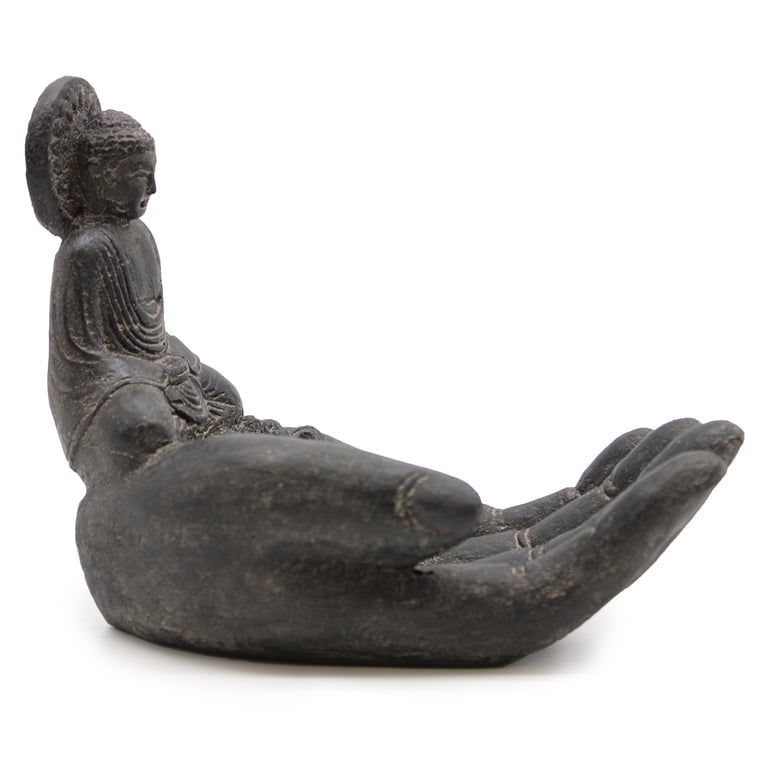 Incense Burner (Black) - Buddha & Hand Design
