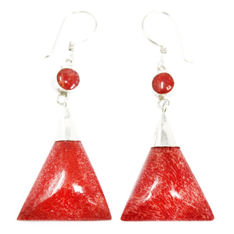 925 Silver Triangle Double Drop Earrings - Sterling Silver Jewelry