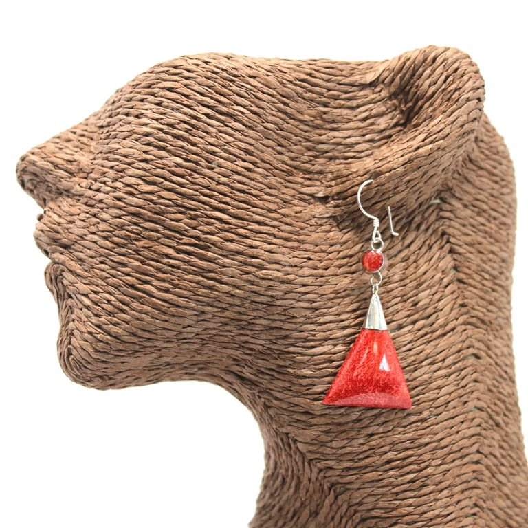 925 Silver Triangle Double Drop Earrings - Sterling Silver Jewelry
