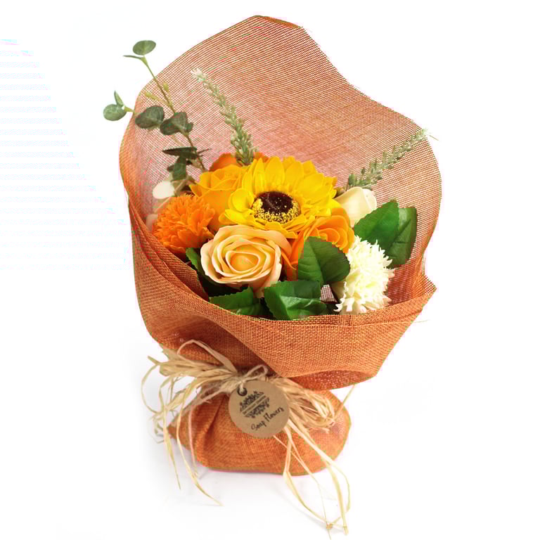 Orange Soap Flower Bouquet Standing - Aromatic Decor Piece