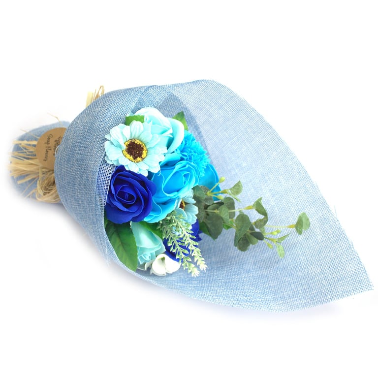 Blue Standing Soap Flower Bouquet - Decorative & Aromatic