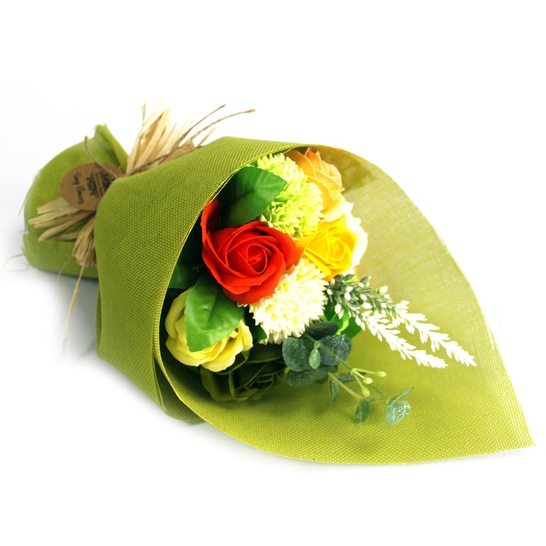 Standing Soap Bouquet - Green Yellow - Artificial Floral Arrangement