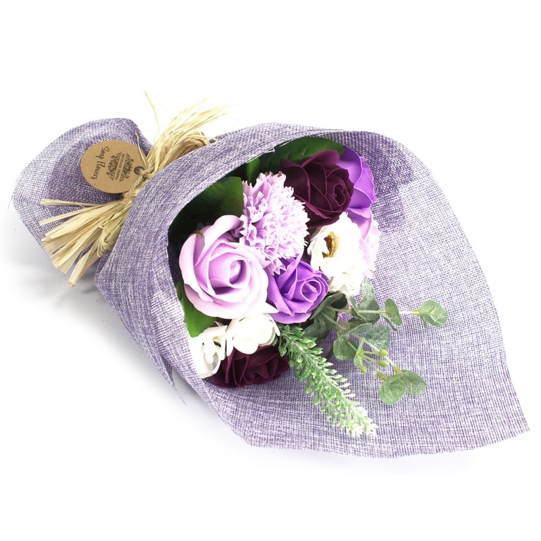 Purple Standing Soap Flower Bouquet - Decorative & Aromatic