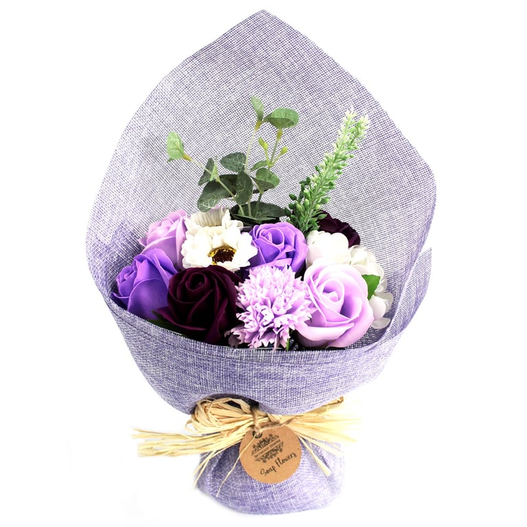 Purple Standing Soap Flower Bouquet - Decorative & Aromatic