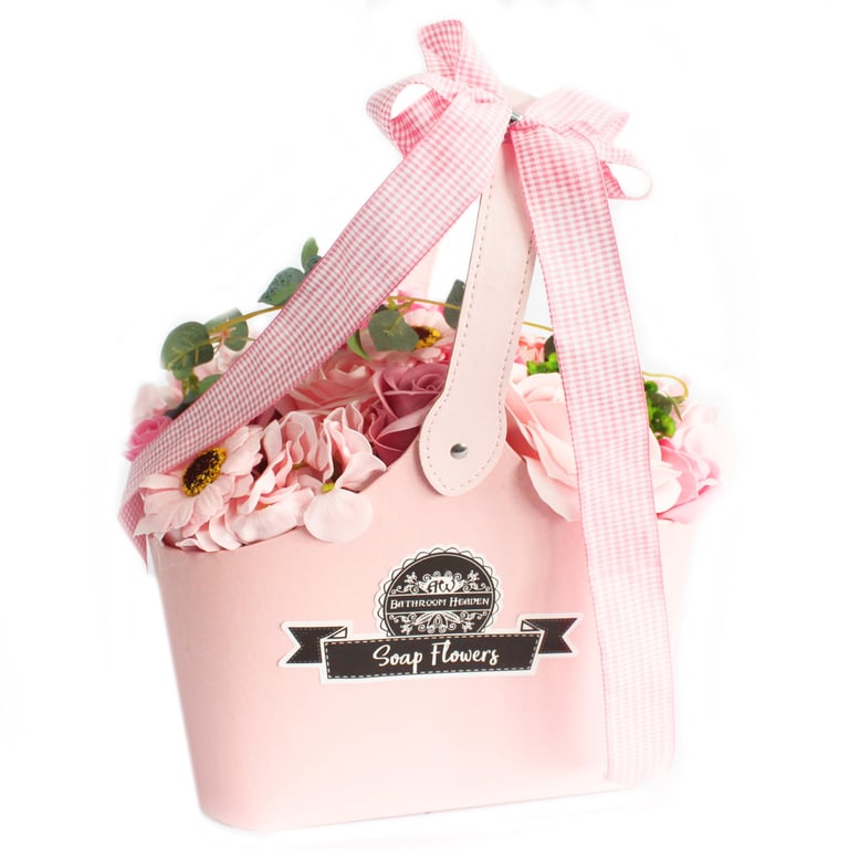 Pink Flower Bouquet Soap Basket - Fragrant & Decorative