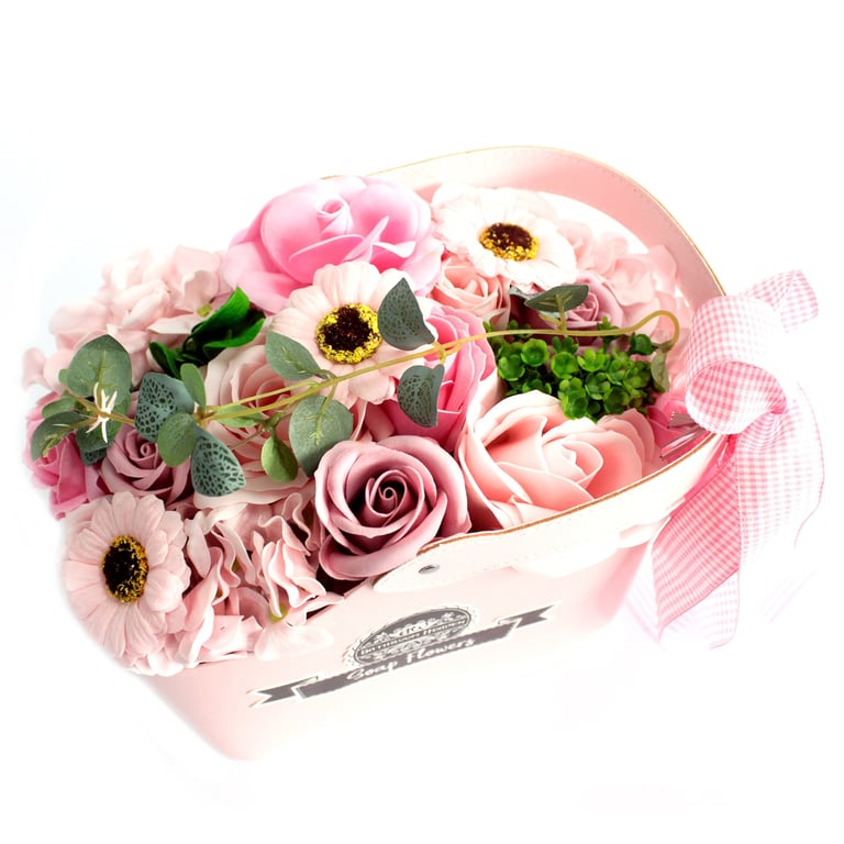 Pink Flower Bouquet Soap Basket - Fragrant & Decorative