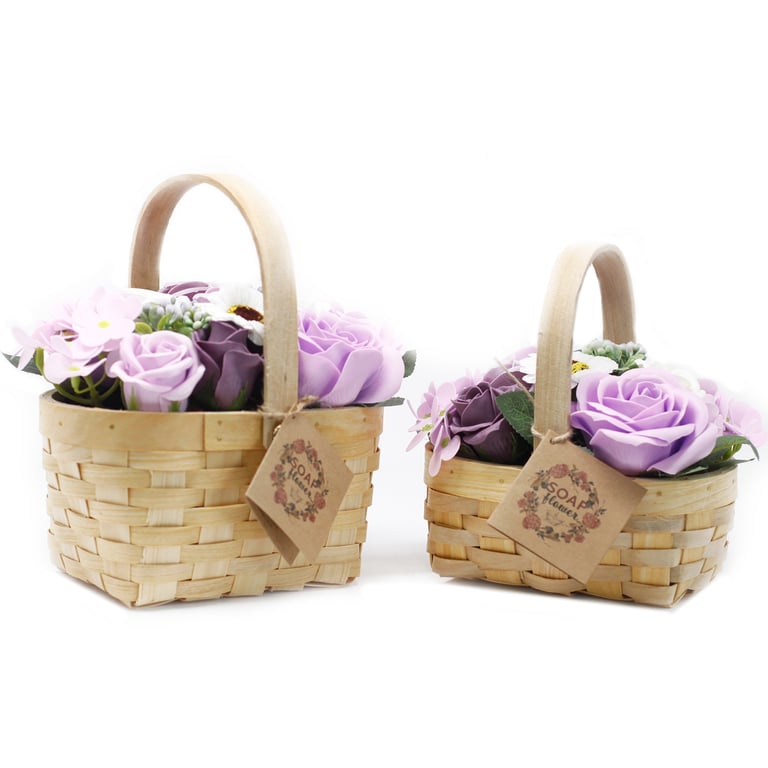 Wicker Basket Bouquet (Medium Lilac) - Fresh Flower Arrangement