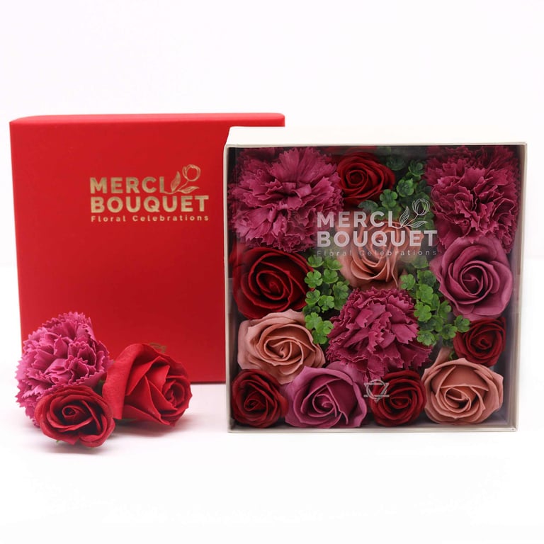 Vintage Rose Print Square Box - High-Quality Gift Packaging