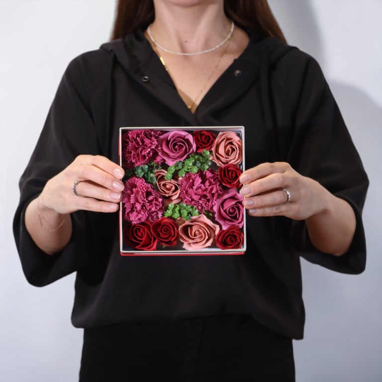 Vintage Rose Print Square Box - High-Quality Gift Packaging