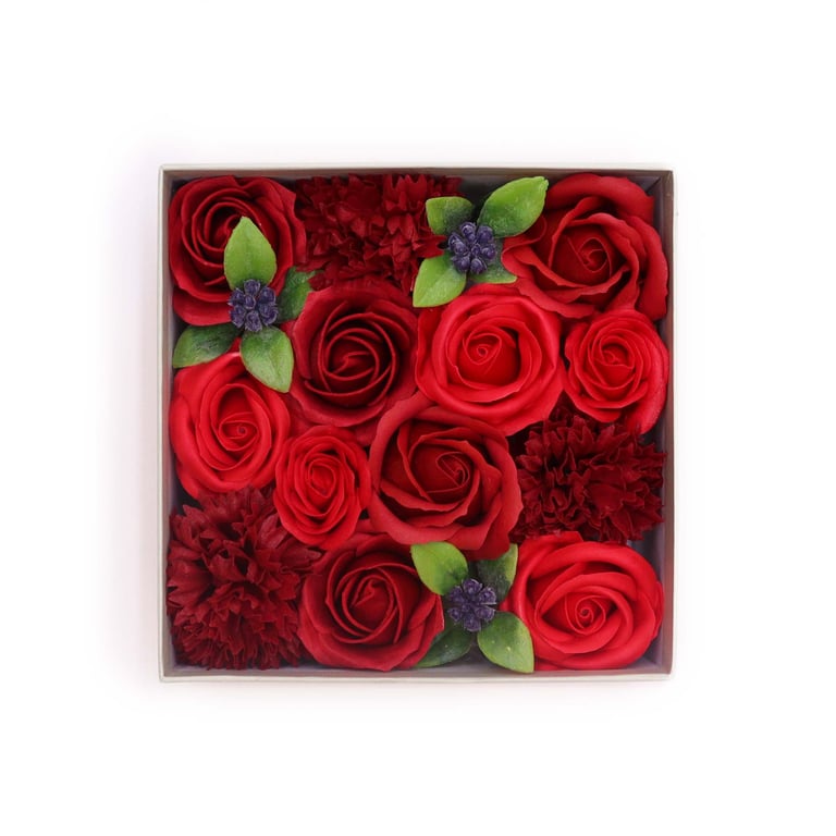Roses Gift Box - Classic Red, Square Design - SquareBox Florals