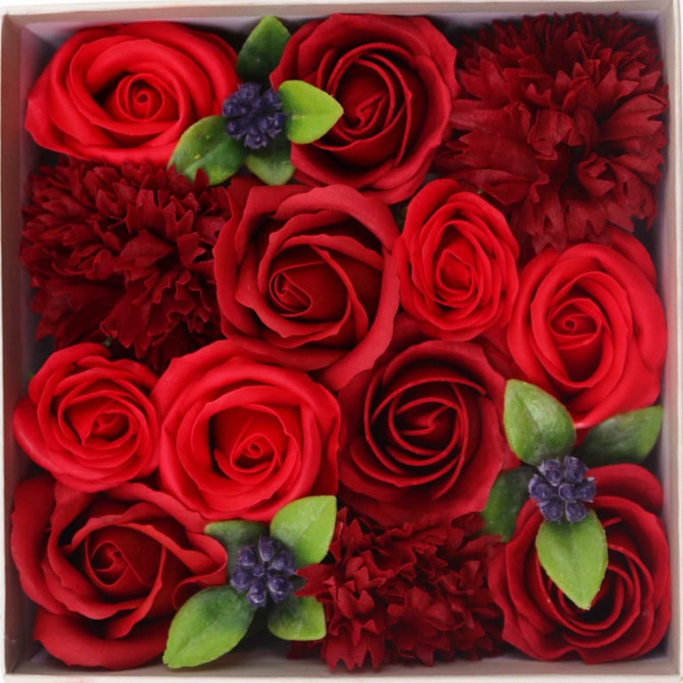 Roses Gift Box - Classic Red, Square Design - SquareBox Florals