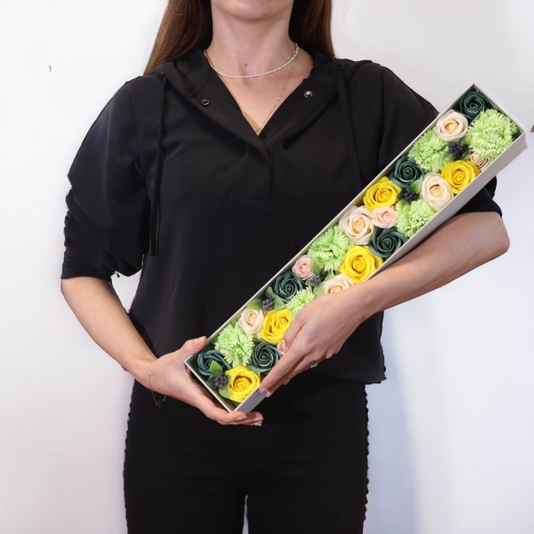 Extra Long Gift Box - Spring Celebrations Yellow & Green - Brand Name