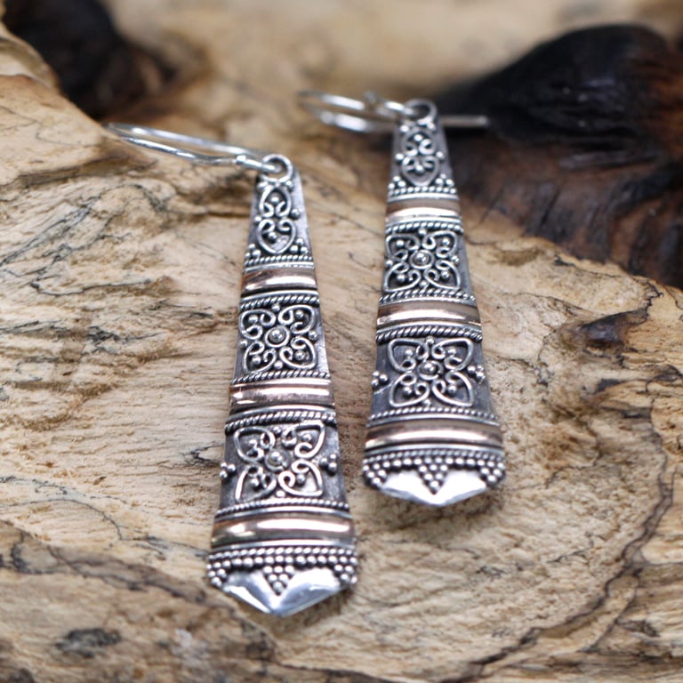 Gold & Silver Tribal Drops Earrings - Timeless Style