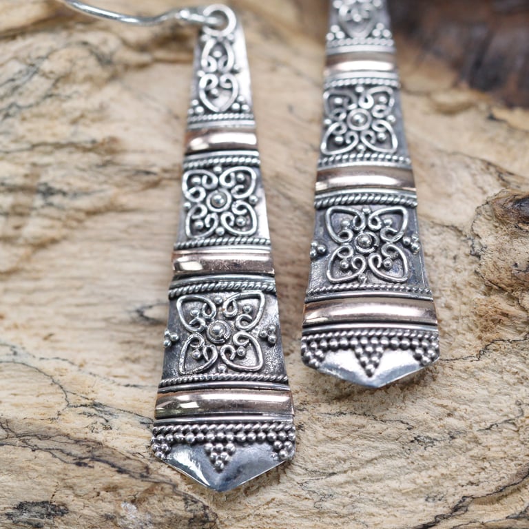 Gold & Silver Tribal Drops Earrings - Timeless Style