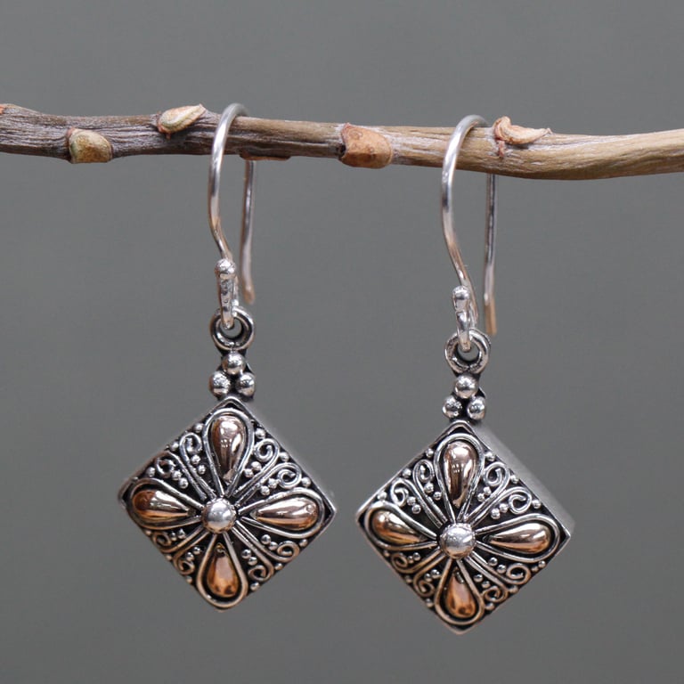Gold & Silver Square Drop Earrings - Luxurious Design by BrandName