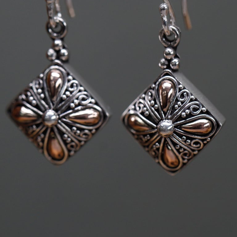 Gold & Silver Square Drop Earrings - Luxurious Design by BrandName