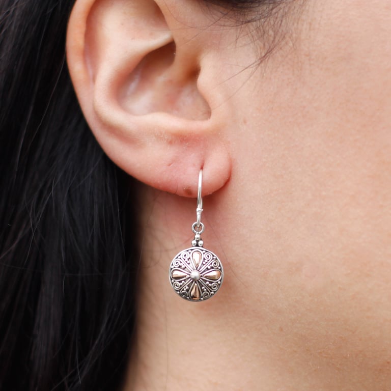 Gold & Silver Round Earrings - Classic Design - Brand Name