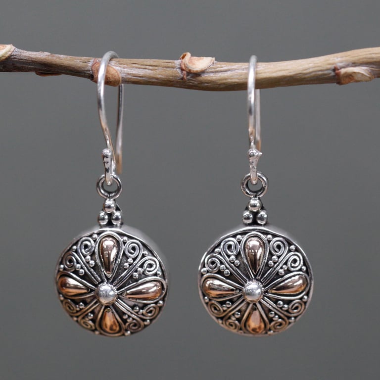 Gold & Silver Round Earrings - Classic Design - Brand Name