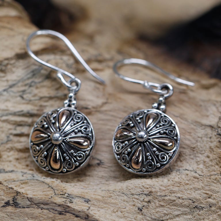 Gold & Silver Round Earrings - Classic Design - Brand Name