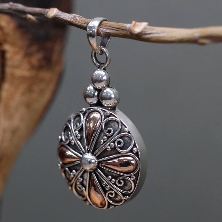 Gold & Silver Round Pendant - Classic Design - Brand Name