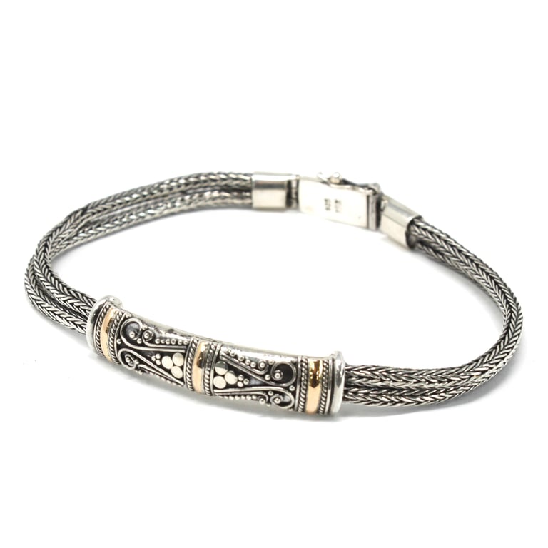 Silver & Gold Unisex Twin Chain Bracelet - Timeless Elegance