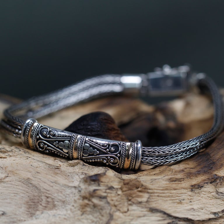 Silver & Gold Unisex Twin Chain Bracelet - Timeless Elegance