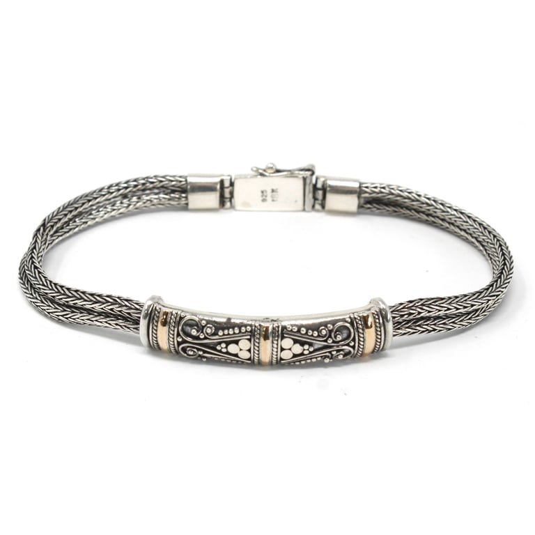 Silver & Gold Unisex Twin Chain Bracelet - Timeless Elegance