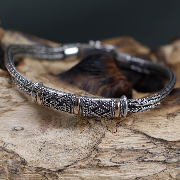 Unisex Silver & Gold Single Chain Bracelet - Luxury Design by Your Brand