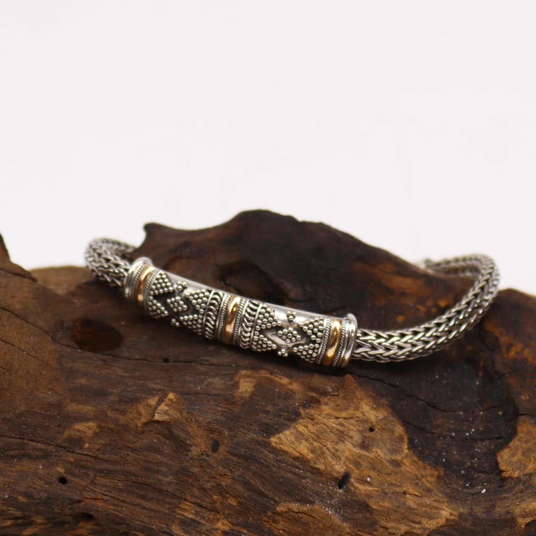 Unisex Silver & Gold Single Chain Bracelet - Luxury Design by Your Brand