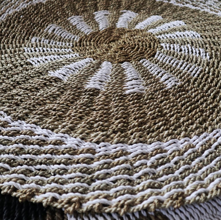 1m Seagrass Round Mat (White & Tan) - Inner Sun Design