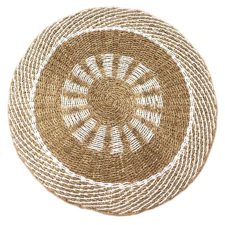 1m Seagrass Round Mat (White & Tan) - Inner Sun Design