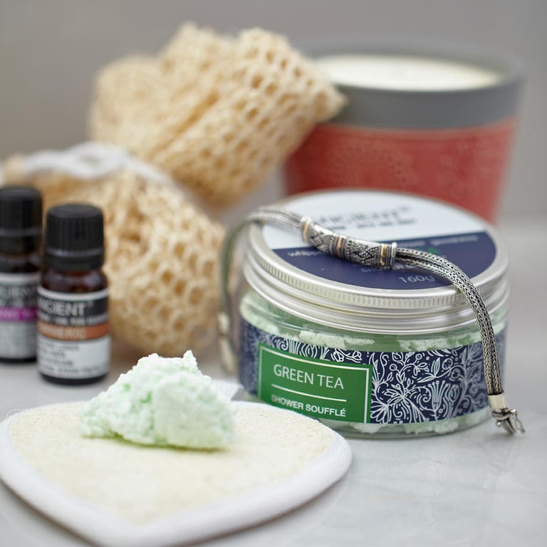 Green Tea Shower Souffle 160g - Moisturizing Body Cleanser and Cream