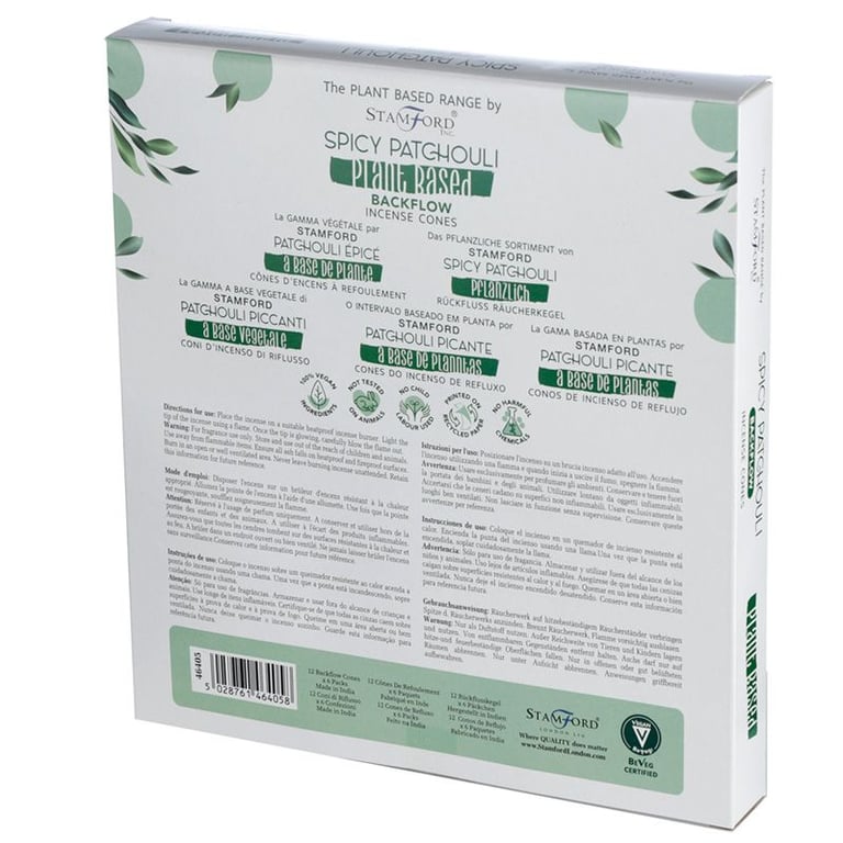 Plant Based Backflow Incense Cones - Natural Spicy Patchouli Aromatherapy Home Incense