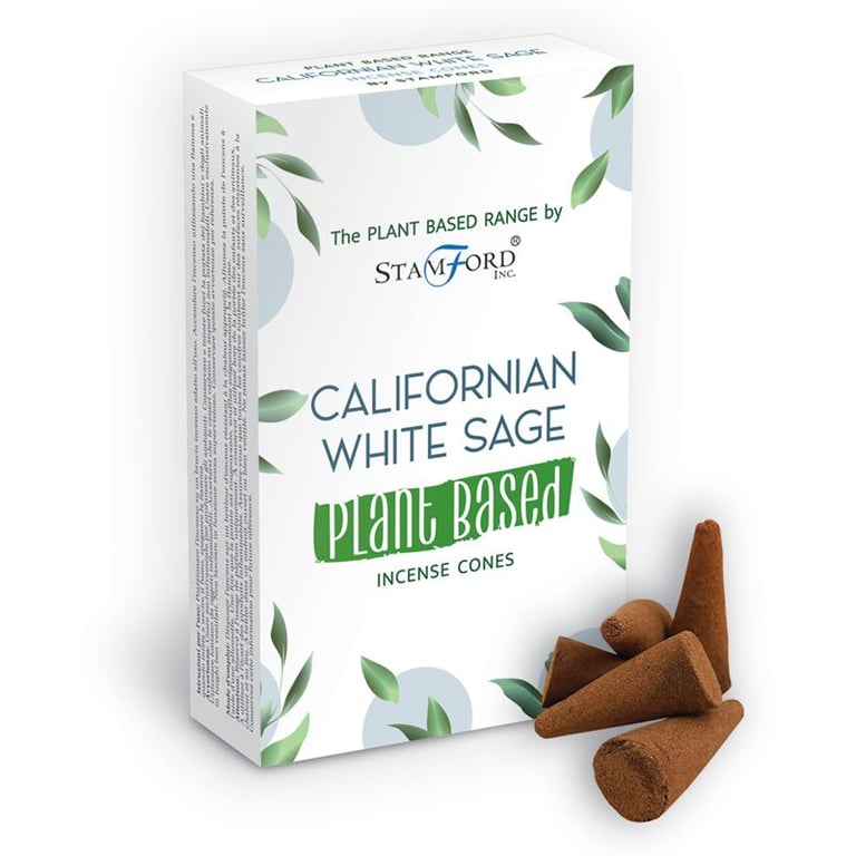 Natural Plant Based White Sage Incense Cones - Home Aromatherapy and Spiritual Cleansing