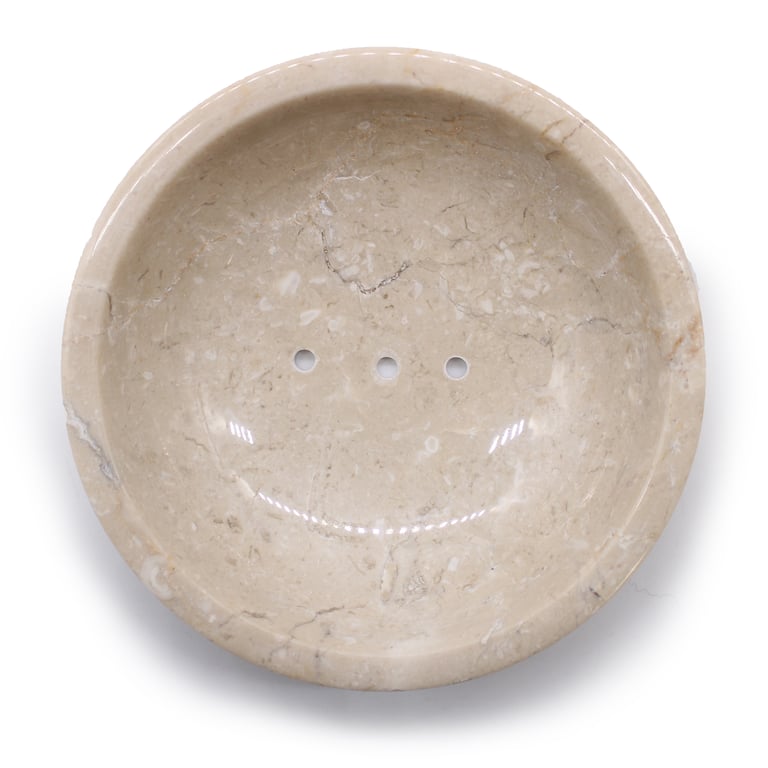 Round Honey Marble Rounded Soap Dish - Bathroom Shower Soap Holder