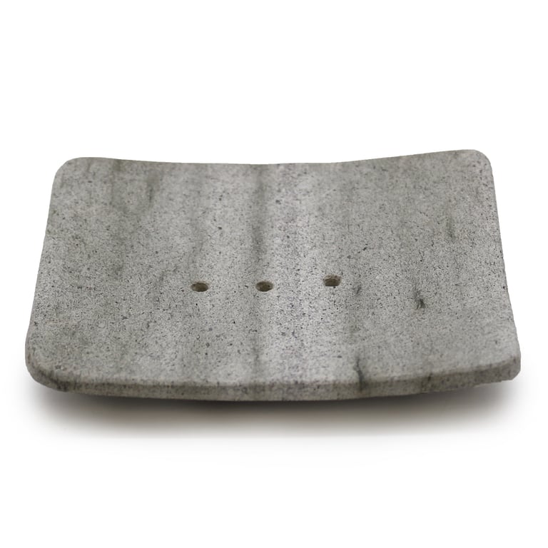Premium Square Shaped Ziolit Stone Soap Dish - Bathroom Shower Holder