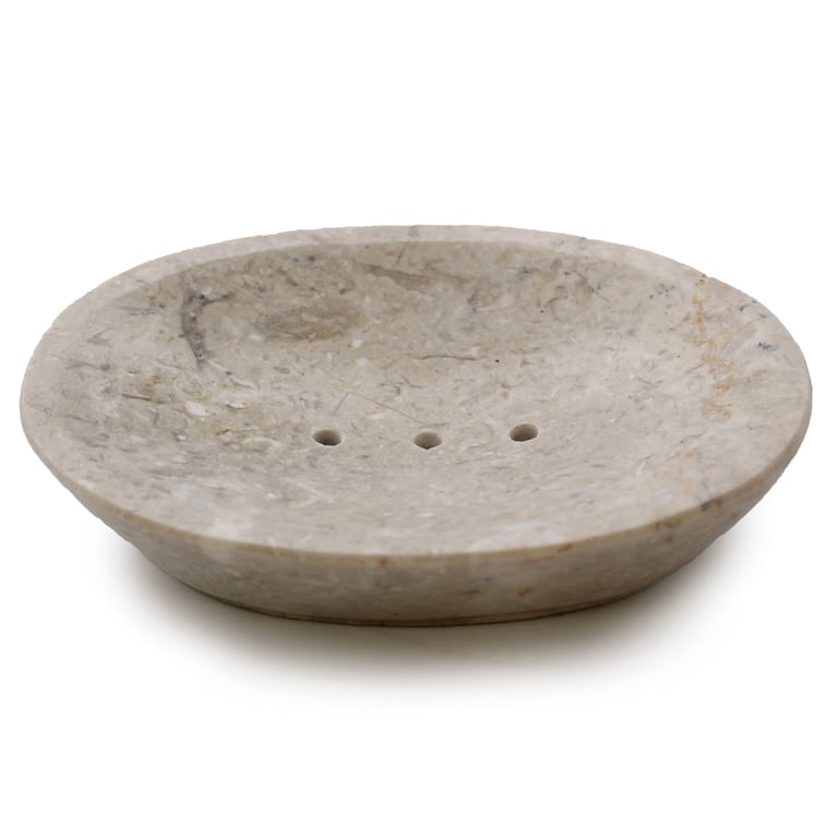 Classic Oval Cream Marble Soap Dish - Luxury Bathroom Storage Holder