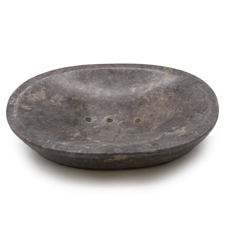 Classic Oval Grey Marble Soap Dish - Timeless Bathroom Accessory