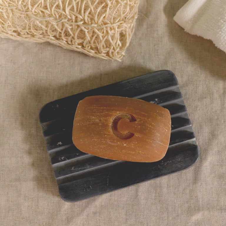 Grey Soapstone Heavy Ridges Bathroom Accessory Soap Dish 12x8.5cm Large Soap Holder