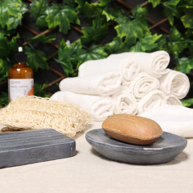 Grey Soapstone Oval Soap Dish - Classic 10x12cm Bathroom Accessory