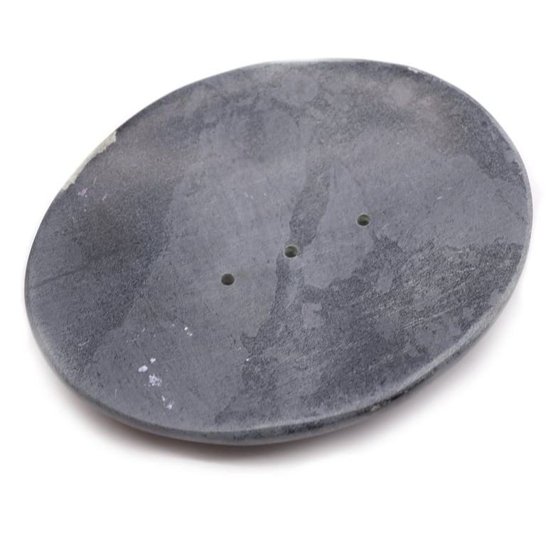 Grey Soapstone Oval Soap Dish - Classic 10x12cm Bathroom Accessory