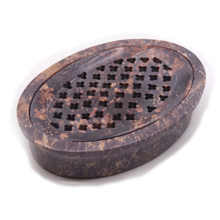Soapstone Soap Dish & Drainer 11x8cm Classic Oval