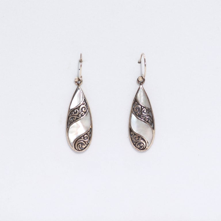 Teardrop MOP Shell & Silver Earrings - Luxury Design