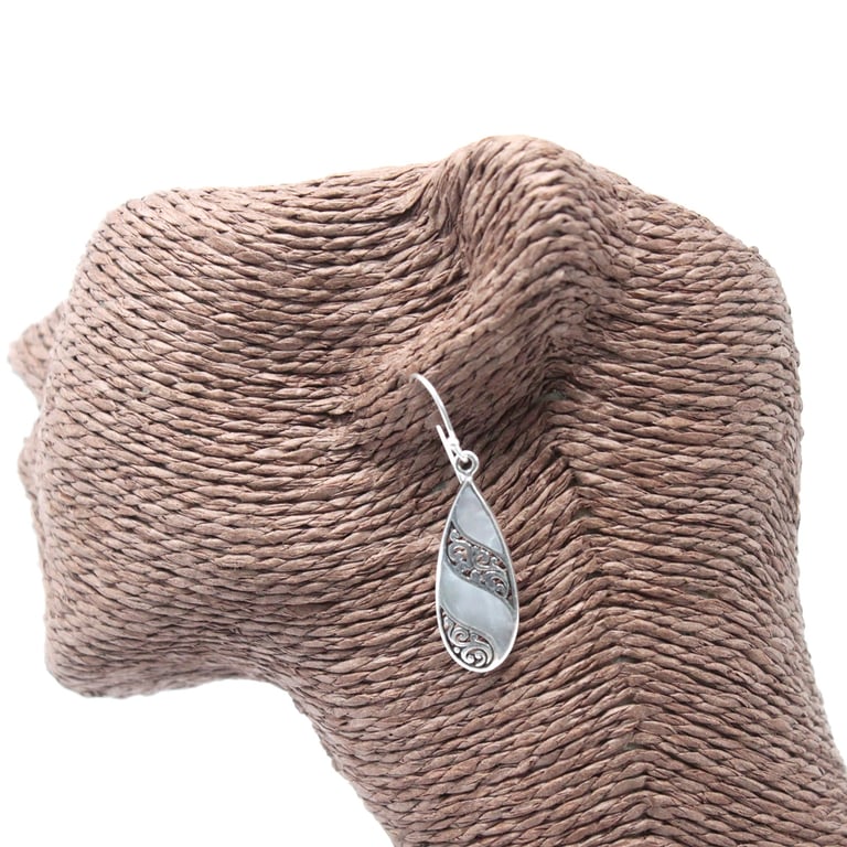 Teardrop MOP Shell & Silver Earrings - Luxury Design