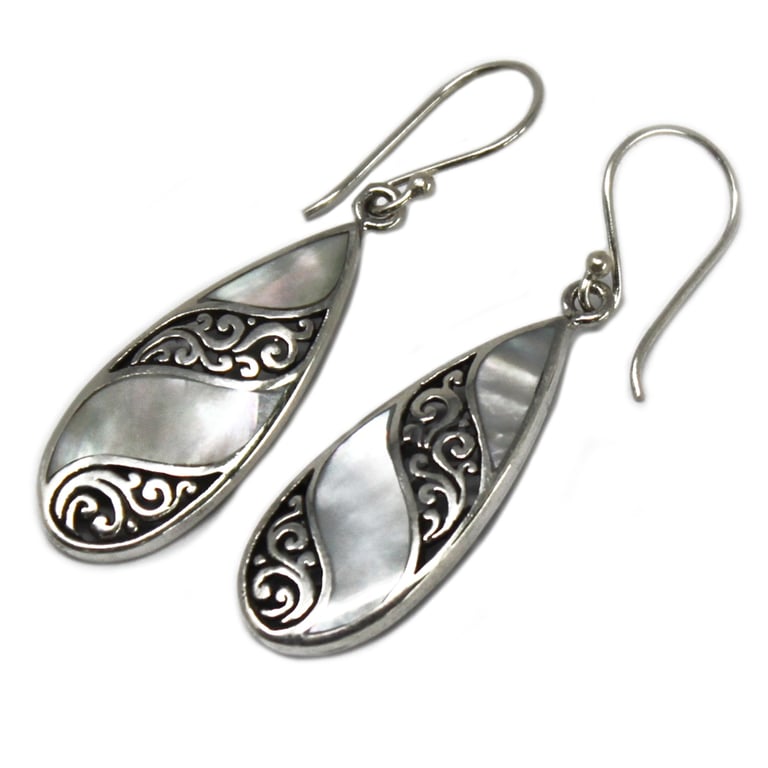Teardrop MOP Shell & Silver Earrings - Luxury Design
